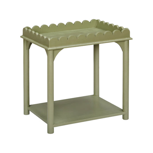 Scalloped Rectangle Side Table Green