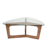 Triangle Glass Mid-Century Coffee Table, Brown
