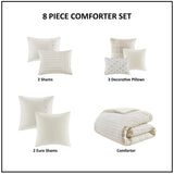 Oversized Cotton Clipped Jacquard Comforter Set, Ivory