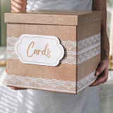 Rustic Burlap Lace Wedding Card Box