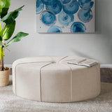 Oval Oversized Ottoman with Tufted Center, Cream *