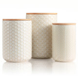 Embossed Ceramic Storage Jars Set of 3 – Ivory