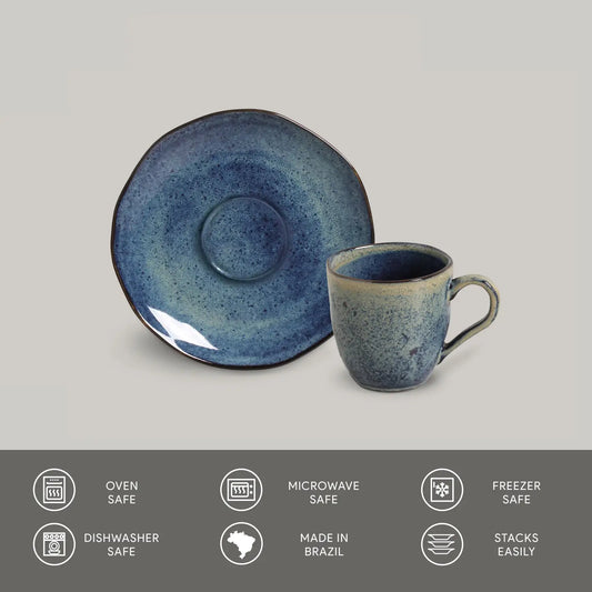 Porto Brasil Denim Espresso Cup & Saucer 4.1 oz