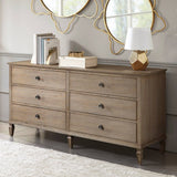 70"W 6-Drawer Modern Classic Wood Dresser, Light Natural *