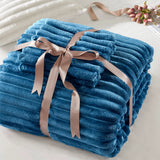 300GSM Fluffy Ribbed Plush Comforter Set,Blue