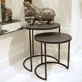 Graphite Metal Round Nesting Table Set