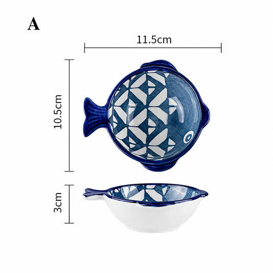 Japanese Fish Ceramic Soy Sauce Dipping Dish