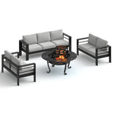 4-Piece Aluminum Patio Set with 43" Fire Pit, 2 Grills