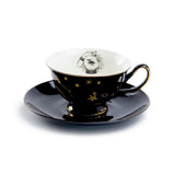 Witchy Crystal Ball Black Gold Tea Cup & Saucer