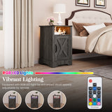 2-Pack Wooden Led Nightstand with Charging Station