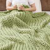 Handmade Chunky Double Knit Throw, Sage Green