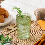Vintage Sage Green Textured Drinking Glass Set of 6