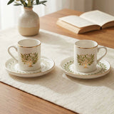 Olive Tree Gold Rim Espresso Cup & Saucer Set
