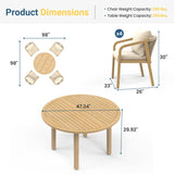 4-Person All Weather Acacia Wood Outdoor Dining Set with Water-Resistant Cushions and Umbrella Hole