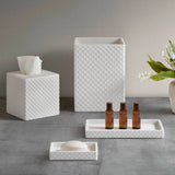 Diamond-Embossed Resin Bathroom Accessories Set, White