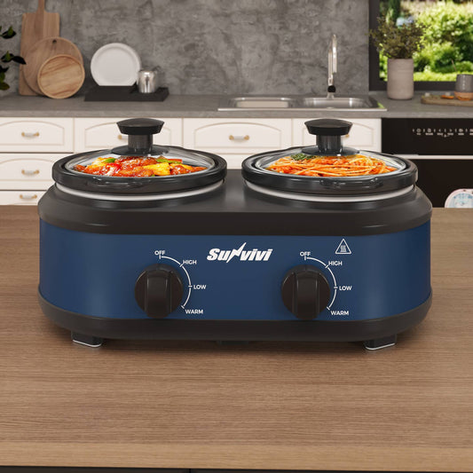 Dual Slow Cooker, Buffet Server and Warmer with 2 Pots