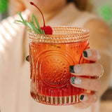 10oz Rose Gold Ribbed Floral Drinking Glass Set