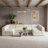 Rummi - Armless Velvet Performance Fabric Upholstered 6 Piece Modular Sectional