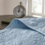 3 Piece Reversible Cottage Quilt Set, Blue