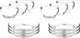 Glass Latte Cups & Saucers, 8.75 oz, Set of 6