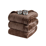 Heated Plush and Berber Electric Bedding Blanket, Brown