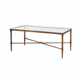 Bronze Metal Coffee Table with Tempered Glass Top