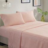 Stripe Modern Comforter Set with Bed Sheets, Coral/Grey