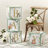 Woodland Baby Block Box Set of 4 Baby Shower Decor