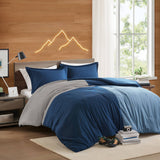 Corduroy Patchwork-Inspired Comforter Set, Blue