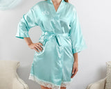 Elegant Lace Kimono Robe - Aqua