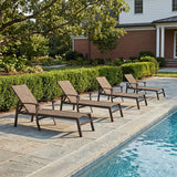 PURPLE LEAF Outdoor Chaise Lounge Chair Patio Pool Lounger Aluminum Chairs with Side Table and Wheels Adjustable Tanning Recliner with Armrests for Outside Backyard Deck Beach