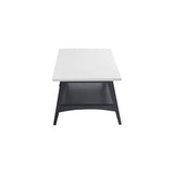 Mid-Century Rectangle Wood Coffee Table with Shelf, Black