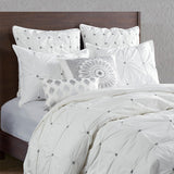 Pinched Embroidered 3-Piece Comforter/Duvet Cover Set, White