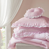 Soft Ruffled Gingham Comforter Set, Pink