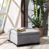 Storage Ottoman Button Tufted Square Accent Stool, Grey