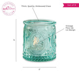 Vintage Blue Glass Tea Light Holders Set of 8
