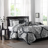 Traditional 7-Piece Cotton Comforter Set, Black