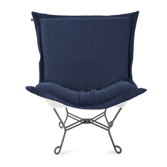 Patio Scroll Puff Chair Titanium- Alicante Indigo