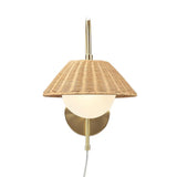 Wholesale Rattan Weave Gold Plug-in Wall Scone Light