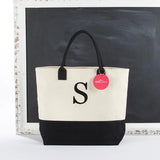 Classic Black and White Monogrammed Initial Tote Bag