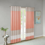 Faux Silk Color Block Window Pintuck Curtain, Coral