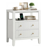 Fluted Nightstand with Charging Station