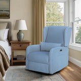 3-in-1 Wingback Swivel Chair Power Recliner, Light Blue