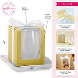 Gold 15 oz. Stemless Wine Glass Gift Box with Ribbon (Set of