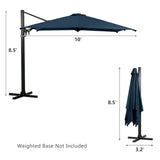 10ft Large Outdoor Umbrella For Garden, Pool, Beach, Blue
