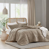 Soft Washed Pinch Pleat Comforter, Khaki