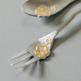 Sakura Stainless Steel Coffee Spoon & Fork Set