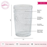 Vintage Textured Clear Drinking Glasses Set of 6