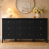 Wholesale Fluted 9-Drawer Black Wood Dresser