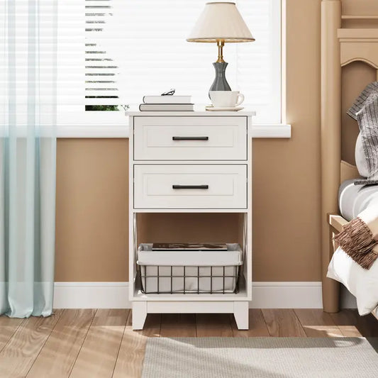 Wholesale Side Table with 2 Drawers and Open Shelf Below